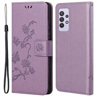 Imprint Butterfly Flower Leather Wallet Stand Phone Cover for Samsung Galaxy A32 4G