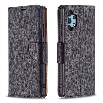 Litchi Grain Leather Cellphone Case with Wallet Stand for Samsung Galaxy A32 4G (EU Version)