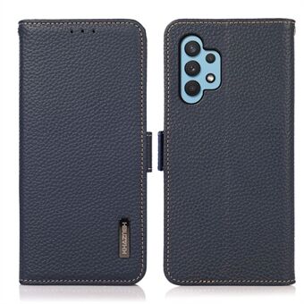 KHAZNEH Litchi Texture RFID Blocking Shockproof Leather Case Wallet Stand Cover for Samsung Galaxy A32 4G (EU Version)