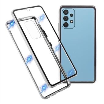 Full Coverage Magnetic Adsorption Metal Frame + Double-sided Ultra Clear Tempered Glass Phone Shell for Samsung Galaxy A32 4G (EU Version)