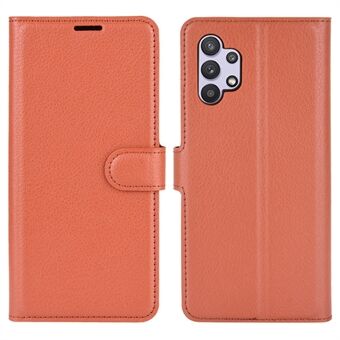 Folio Flip Anti-Scratch Litchi Skin Leather Mobile Phone Wallet Stand Cover Case for Samsung Galaxy A32 4G (EU Version)