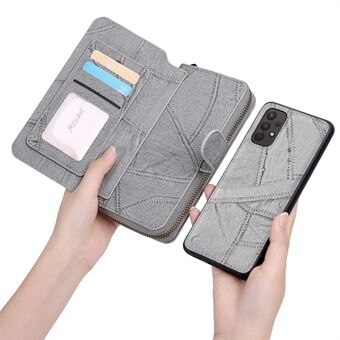 MEGSHI 004 Series 2-in-1 Magnetic Detachable Wallet Case PU Leather Stand Zipper Pocket Phone Cover with Strap for Samsung	Galaxy A32 4G (EU Version)
