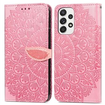 For Samsung Galaxy A32 4G (EU Version) Feather Pattern Imprinting Leather Phone Case with Wallet Stand Strap