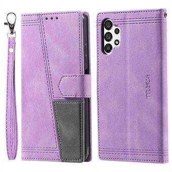 TTUDRCH 004 RFID Blocking Function Wallet Phone Case for Samsung Galaxy A32 4G (EU Version), Splicing PU Leather Skin-touch Feeling Stand Magnetic Cover