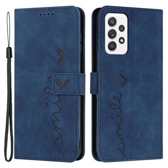 For Samsung Galaxy A32 4G (EU Version) Heart Shape Imprinted Skin-touch Phone Leather Case Wallet Stand Inner TPU Cover
