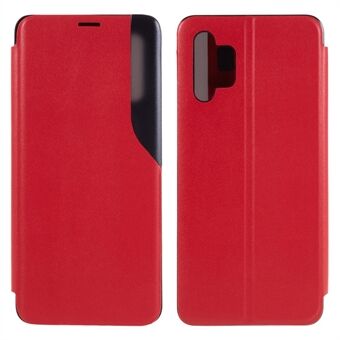 For Samsung Galaxy A32 4G (EU Version) View Window Flip Leather Phone Stand Case Magnetic Auto Closing Shockproof Cover - Red