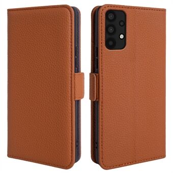 For Samsung Galaxy A32 4G (EU Version) Genuine Cowhide Leather Wallet Stand Cover Phone Protector Flip Case