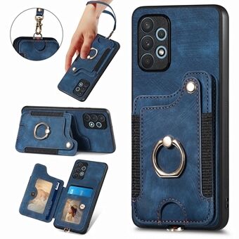 For Samsung Galaxy A32 4G (EU Version) RFID Blocking Card Holder Phone Cover PU Leather+PC+TPU Kickstand Anti-drop Case