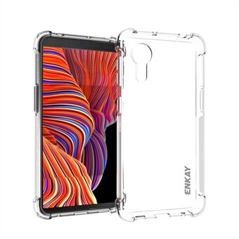 ENKAY HAT PRINCE ENK-PC109 Anti-slip Strip Design 4 Corners Thicken Airbag Flexible Transparent TPU Cover Case for Samsung Galaxy Xcover 5