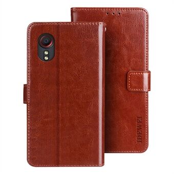 IDEWEI Folio Flip Crazy Horse Texture Leather Mobile Casing with Wallet Stand for Samsung Galaxy Xcover 5