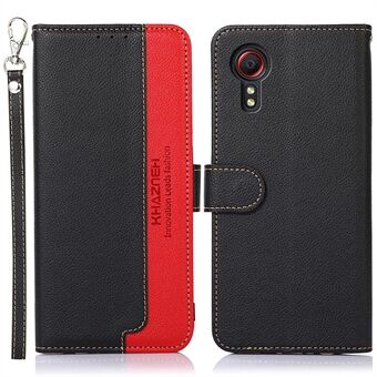 KHAZNEH Litchi Texture RFID Anti-theft Swiping Function Leather Phone Case Cover for Samsung Galaxy Xcover 5