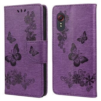 Imprint Butterfly Flower Leather Wallet Case with Stand for Samsung Galaxy Xcover 5