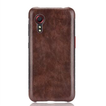 Litchi Texture Shockproof Leather Coated PC Phone Back Case Cover Shell for Samsung Galaxy Xcover 5