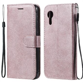 KT Leather Series-2 Solid Color Leather Phone Wallet Stand Cover with Strap for Samsung Galaxy Xcover 5