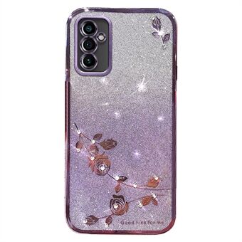 For Samsung Galaxy A82 5G Gradient Glitter Powder TPU Cover Rhinestone Decor Flower Pattern Phone Shell