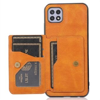 PU Leather Coated Phone Case with Kickstand and Card Slots for Samsung Galaxy A22 5G (EU Version)
