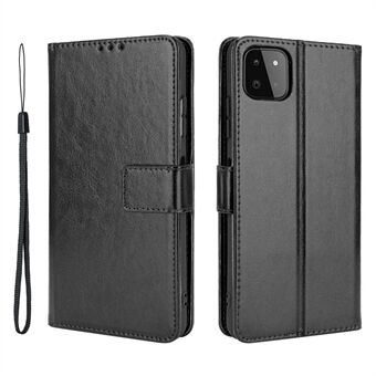 Crazy Horse Skin Leather Shell with Wallet Stand Design for Samsung Galaxy A22 5G (EU Version)