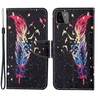 Cross Texture PU Leather Phone Case with Pattern Printing for Samsung Galaxy A22 5G (EU Version)