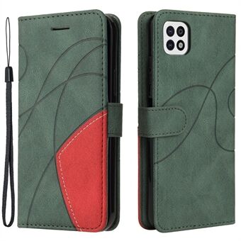 KT Leather Series-1 Leather Wallet Phone Cover Bi-color Splicing Style Case for Samsung Galaxy A22 5G (EU Version)