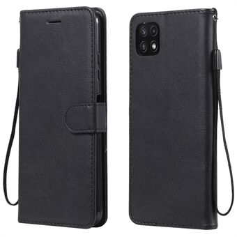 KT Leather Series-2 Wallet Stand Leather Phone Casing with Strap Casing for Samsung Galaxy A22 5G (EU Version)