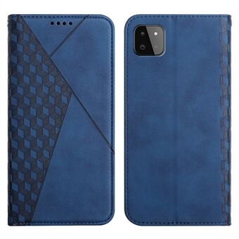 Geometric Pattern Imprinting Skin-touch Feel Stand Wallet Leather Case for Samsung Galaxy A22 5G (EU Version)