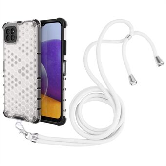 Textile Hanging String Hard PC+TPU Honeycomb Design Shock-Absorbed Phone Case for Samsung Galaxy A22 5G (EU Version)