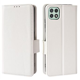 Shockproof Litchi Texture PU Leather Phone Cover + TPU Case Wallet Shell with Horizontal Stand for Samsung Galaxy A22 5G (EU Version)