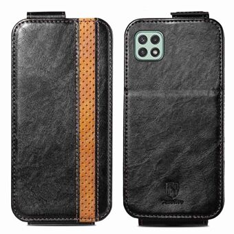 CASENEO 003 Series Business Style Phone Case for Samsung Galaxy A22 5G (EU Version), Stand Function PU Leather Vertical Flip Card Slot Splicing Phone Cover