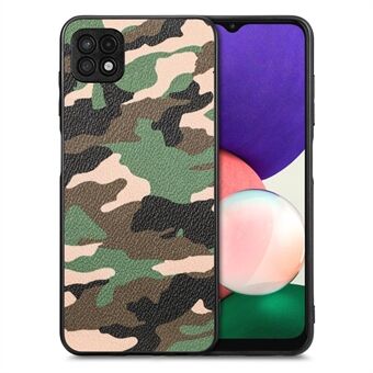 Phone Cover for Samsung Galaxy A22 5G (EU Version), Camouflage Pattern PU Leather Coated PC+TPU Case