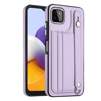 For Samsung Galaxy A22 5G (EU Version) Kickstand Case YB Leather Coating Series-5 Card Holder TPU Phone Cover