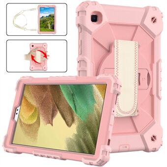 For Samsung Galaxy Tab A7 Lite 8.7-inch T225/T220 (2021) Tablet Case Hand Strap Kickstand PC + TPU + Silicone Contrast Color Protective Cover