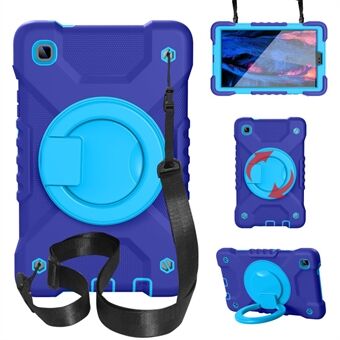 360 Degree Rotation Kickstand PC + Silicone Tablet Case Cover with Shoulder Strap for Samsung Galaxy Tab A7 Lite 8.7-inch
