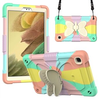 Butterfly Shape Kickstand Design Color Contrast Tablet Cover Case with Shoulder Strap for Samsung Galaxy Tab A7 Lite 8.7-inch