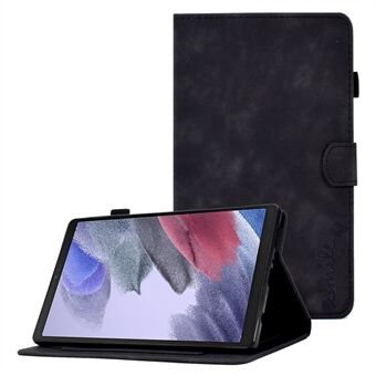 For Samsung Galaxy Tab A7 Lite 8.7-inch Pattern Imprinted Anti-Fall Leather Case Solid Color Protective Folio Flip Cover Tablet Stand Case with Card Slots