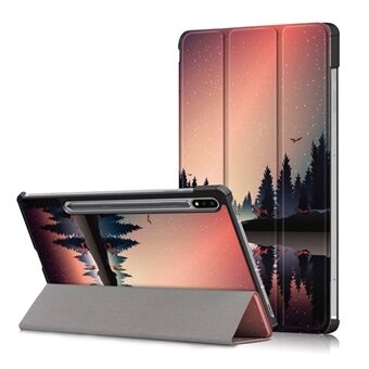 Tri-fold Stand Design Pattern Printing PU Leather Tablet Case Shell Protector for Samsung Galaxy Tab S7 FE T736/Tab S7 Plus/Tab S8+