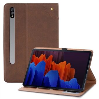 For Samsung Galaxy Tab S7 Plus/S8+/S7 FE 12.4 inch Protective Retro Folio Flip Cover Scratch Resistant Shockproof Tablet Case with Stand/Card Slots Support Auto Wake/Sleep