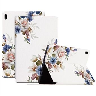 For Samsung Galaxy Tab S7 FE / S7 Plus SM-T970 / S8 Plus All-around Protection Flower Pattern Printed Tablet Case Anti-fall Leather + TPU Cover with Stand