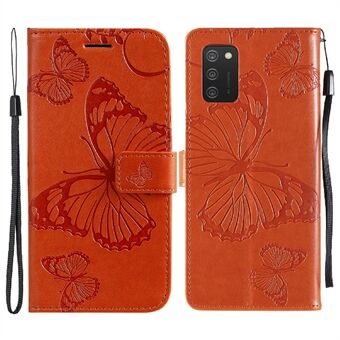 KT Imprinting Flower Series-2 Imprint Butterfly Shockproof PU Leather Phone Shell Stand Case with Wallet for Samsung Galaxy A03s (166.5 x 75.98 x 9.14mm)