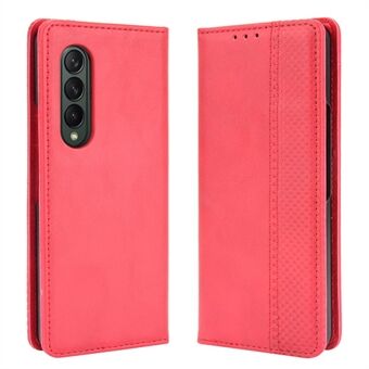 Folio Flip Auto-absorbed Retro Leather Wallet Phone Case for Samsung Galaxy Z Fold3 5G