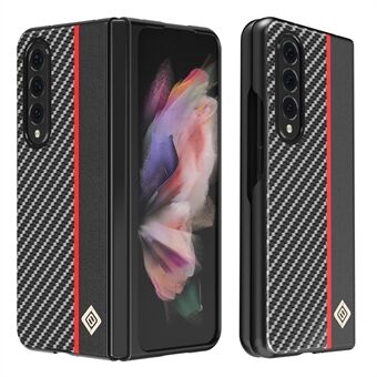 LC.IMEEKE Carbon Fiber Texture Splicing PU Leather Coated Folding Phone Case Shell for Samsung Galaxy Z Fold3 5G