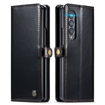 CASEME 003 Series Waxy Texture Magnetic Closure Wallet Leather Phone Stand Cover Case for Samsung Galaxy Z Fold3 5G