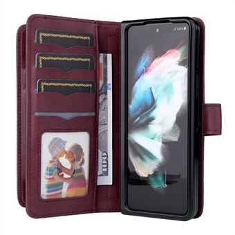 For Samsung Galaxy Z Fold3 5G KT Multi-functional Series-1  Fall-resistant 10 Card Slots Design Foldable Stand Leather Phone Cover Wallet Shell