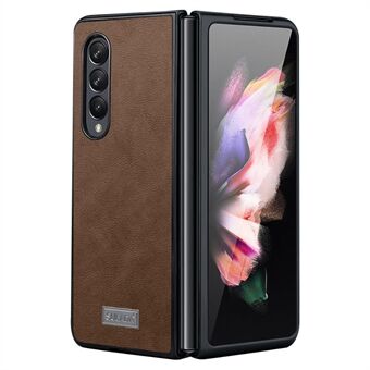 SULADA Crazy Horse Texture All-round Protection PU Leather Coating PC Phone Case Cover for Samsung W22 5G/Galaxy Z Fold3 5G