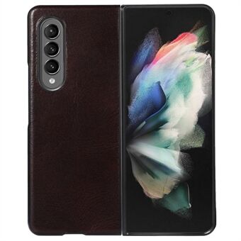 For Samsung Galaxy Z Fold3 5G Crazy Horse Texture Genuine Cowhide Leather Coating Phone Case Hybrid PC + TPU Cover
