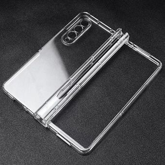 For Samsung Galaxy Z Fold3 5G Folding Transparent Phone Case Full Protection Anti-scratch Cover with Pen Holder