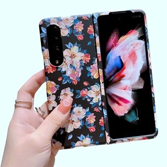 For Samsung Galaxy Z Fold3 5G Floral Pattern Embossment Anti-scratch Anti-drop Matte Luminous Hard PC Phone Case Shell