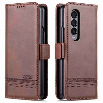 AZNS For Samsung Galaxy Z Fold3 5G Cowhide Texture Wallet Phone Case PU Leather Full Protection Dual Magnetic Clasp Cover