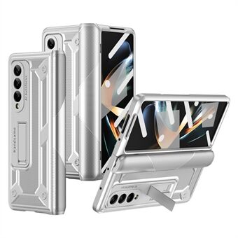 For Samsung Galaxy Z Fold3 5G Hard PC Folding Phone Case Kickstand Magnetic Hinge Cover with Tempered Glass Screen Film