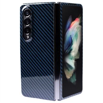 For Samsung Galaxy Z Fold3 5G Aramid Fiber Cover Glossy Carbon Fiber Texture Cell Phone Case - Glossy Blue