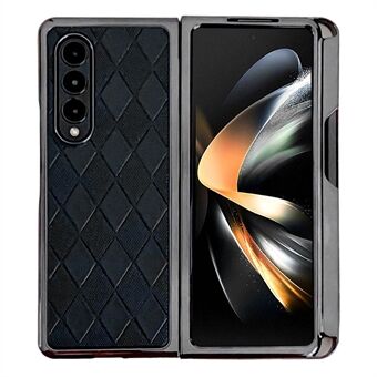 For Samsung Galaxy Z Fold3 5G Protective Cover Rhombus Pattern PU Leather + PC Phone Case with Stylus Pen